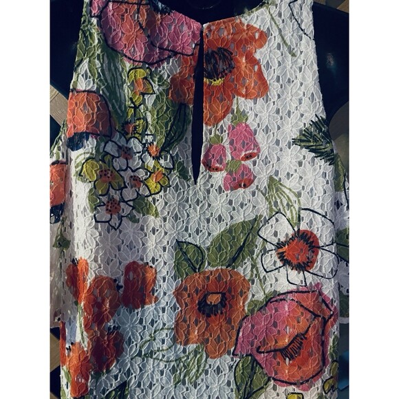 Trina Turk Multi Color Floral  Eyelet Lace Off The Shoulder Dress Women's Size 8 - Picture 6 of 9